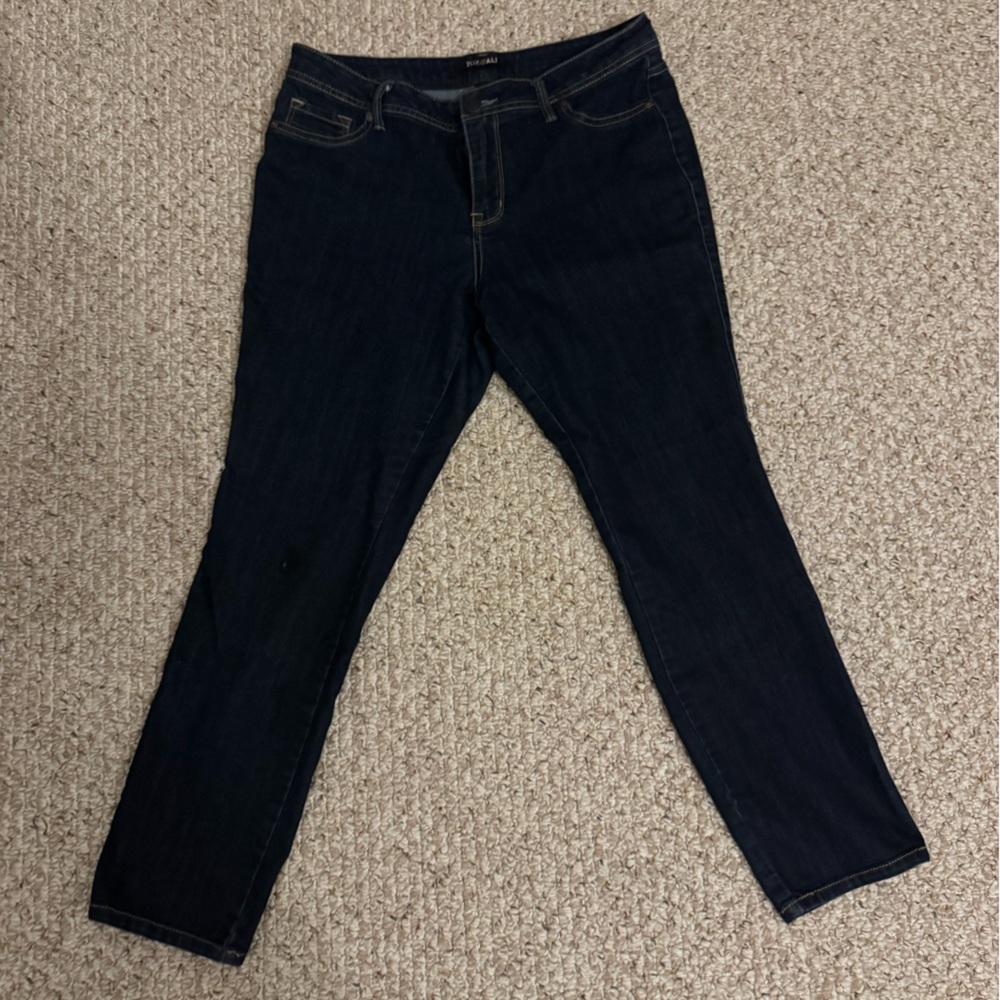 Roz & Ali Dark Blue Skinny Jeans 12 Short Lightweight Comfy GUC